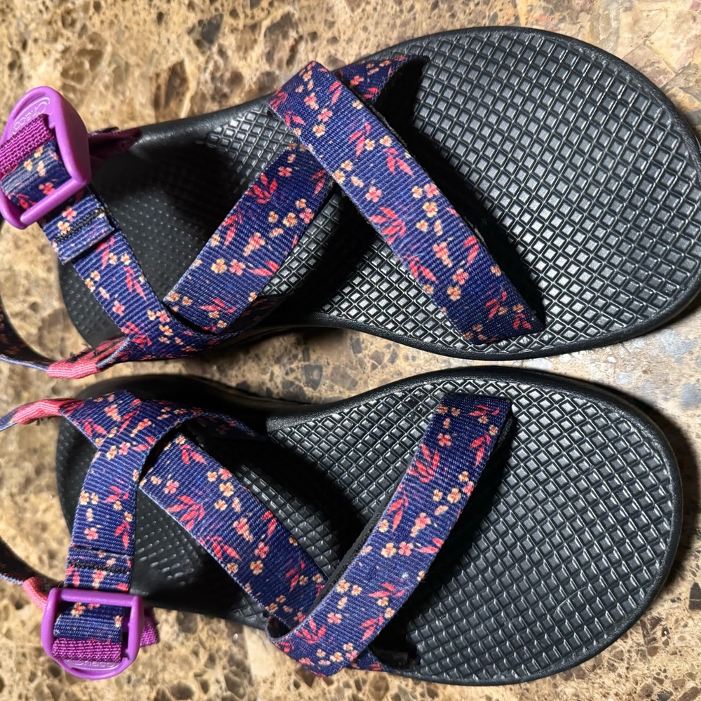 Floral Strap Sandals with Black Soles